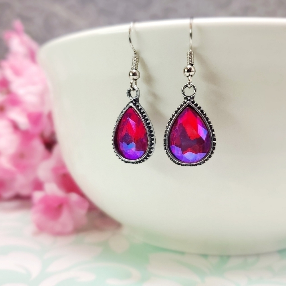 Handmade Earrings | Red glass crystal
